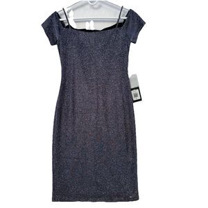 Marina Dress X-Small Gunmetal Metallic Silver Mini Cocktail NWT Holiday Sparkly
